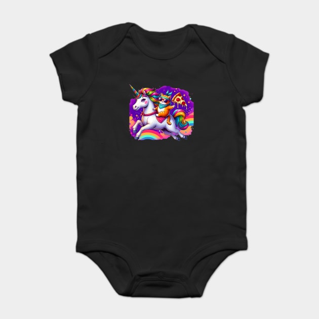 Pizza Unicorn and Cat Lover, Love Eating Pizza Baby Bodysuit by logiamerch